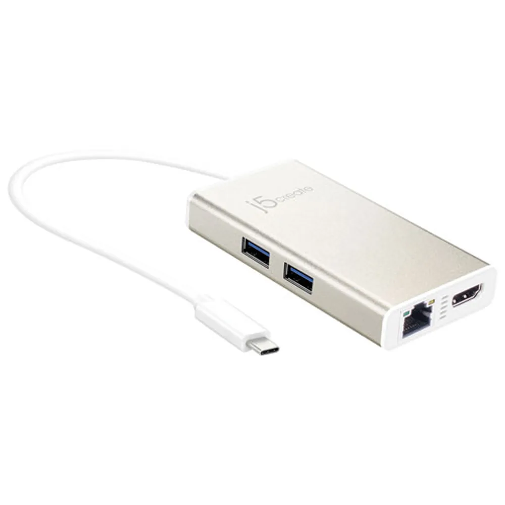 Adaptateur USB-C à HDMI/Ethernet/USB 3.0 avec Power Delivery de j5create (JCA374)