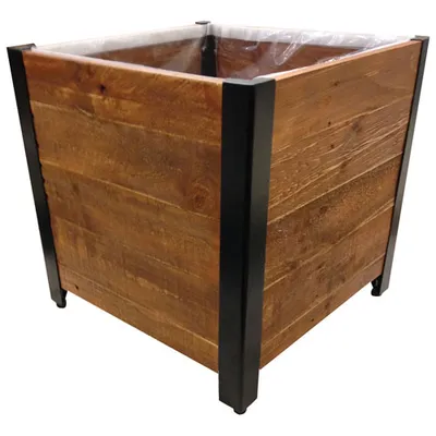 Grapevine Square Urban Garden Recycled Wood Planter Box - Brown