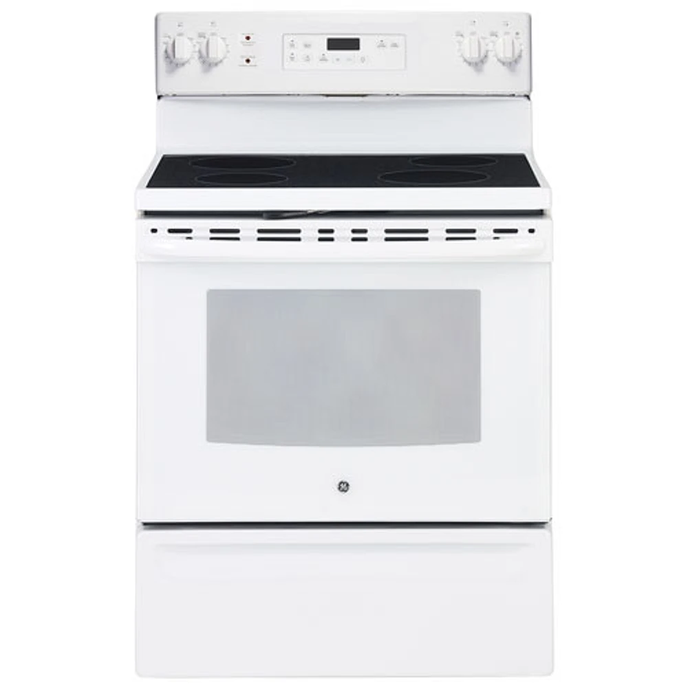 GE 30" 5.0 Cu. Ft. Self-Clean Freestanding Electric Range (JCB630DKWW) - White on White