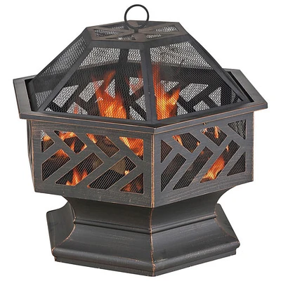 Endless Summer Geometric Wood-Burning Fire Bowl Pit - Oil Rub Bronze