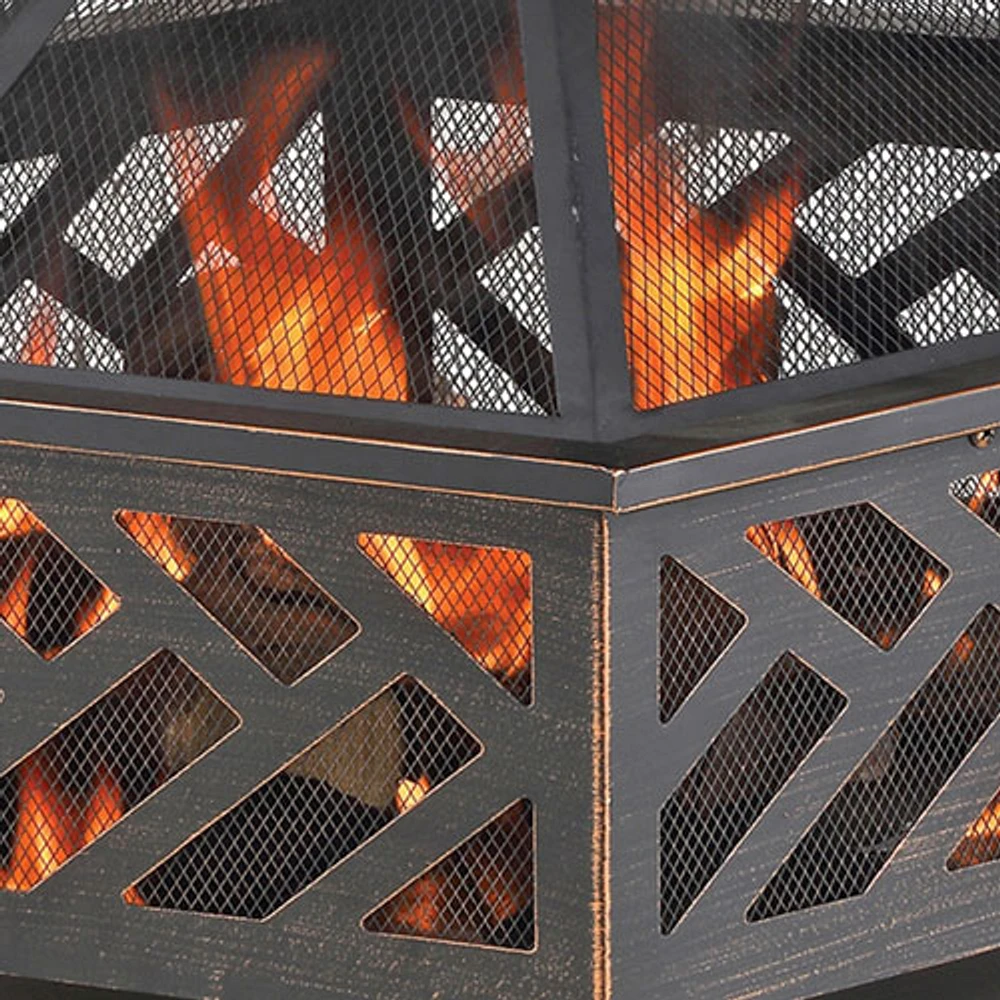 Endless Summer Geometric Wood-Burning Fire Bowl Pit - Oil Rub Bronze