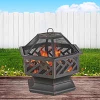 Endless Summer Geometric Wood-Burning Fire Bowl Pit - Oil Rub Bronze