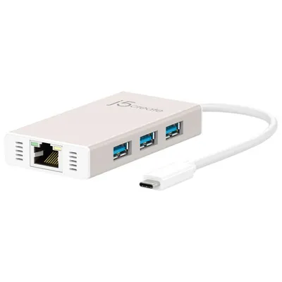 Adaptateur à concentrateur USB-C à 3 ports avec Gigabit Ethernet de j5create (JCH471)