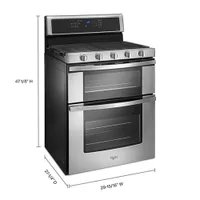 Whirlpool 30" 6.0 Cu. Ft. Double Oven 5-Burner Slide-In Gas Range (WGG745S0FS) - Stainless Steel