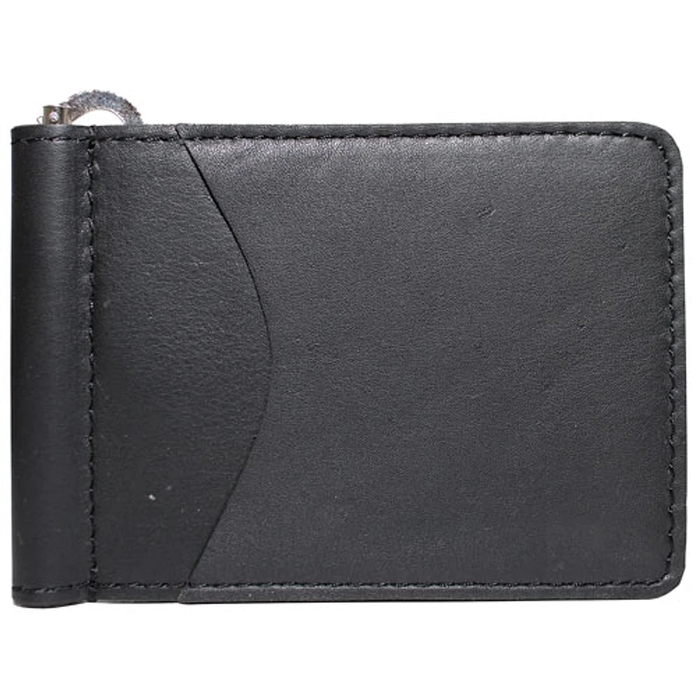 Ashlin Anwell 2-Pocket Leather Money Clip Wallet - Black