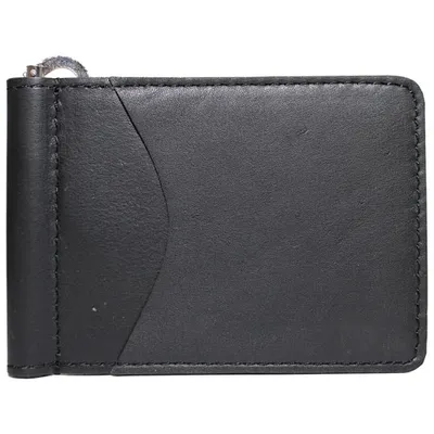 Ashlin Anwell 2-Pocket Leather Money Clip Wallet - Black