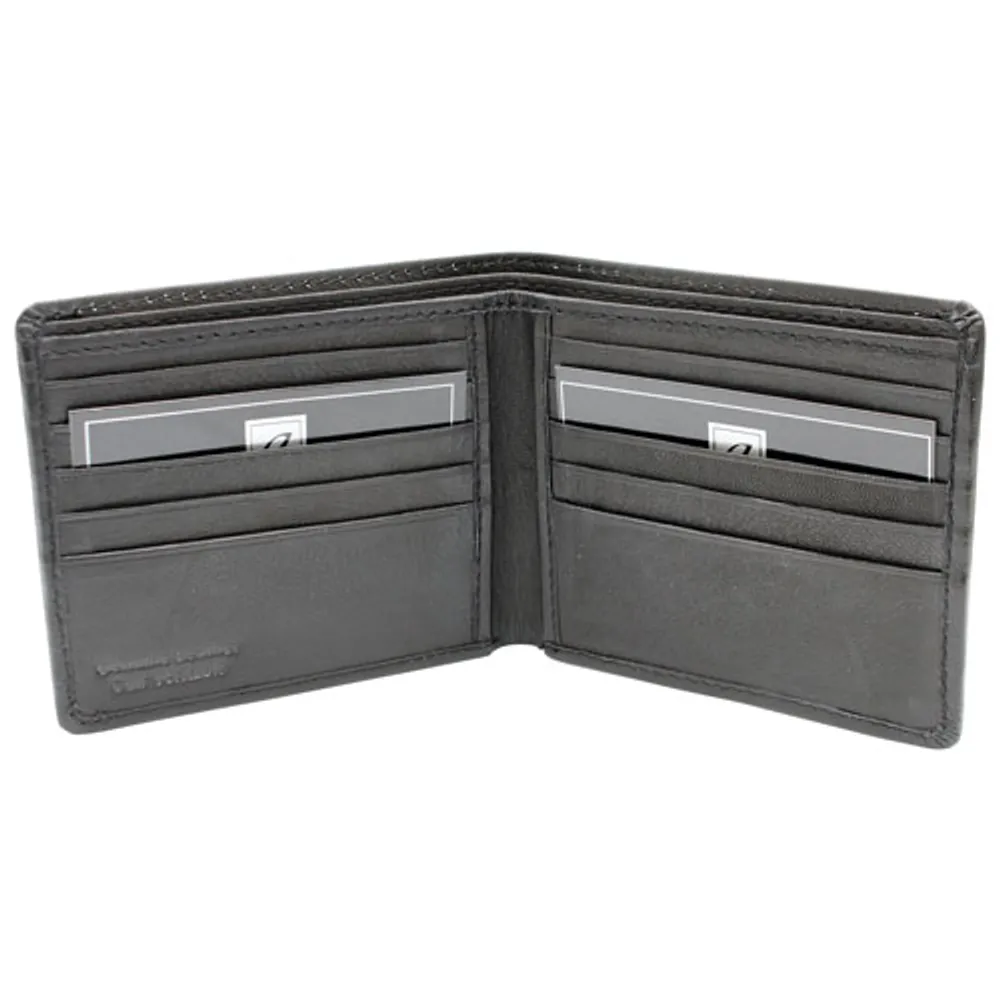 Ashlin Julian Slim Double Bi-Fold Leather Wallet - Black