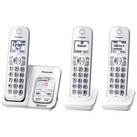 Téléphone sans fil 3 combinés DECT 6.0 Plus Bluetooth Link2Cell à répondeur de Panasonic (KXTGD593W)