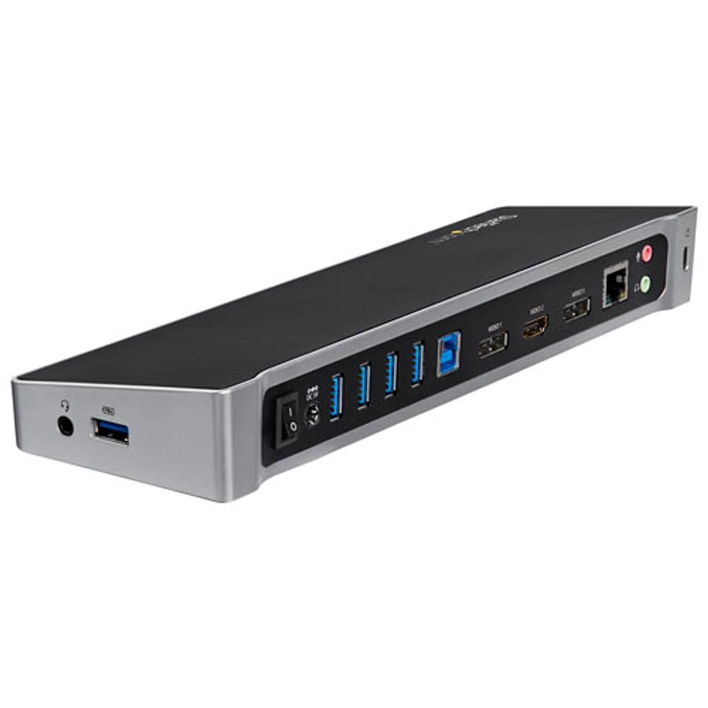 Station d'accueil USB 3.0 4K pour trois moniteurs de StarTech (USB3DOCKH2DP) - Noir