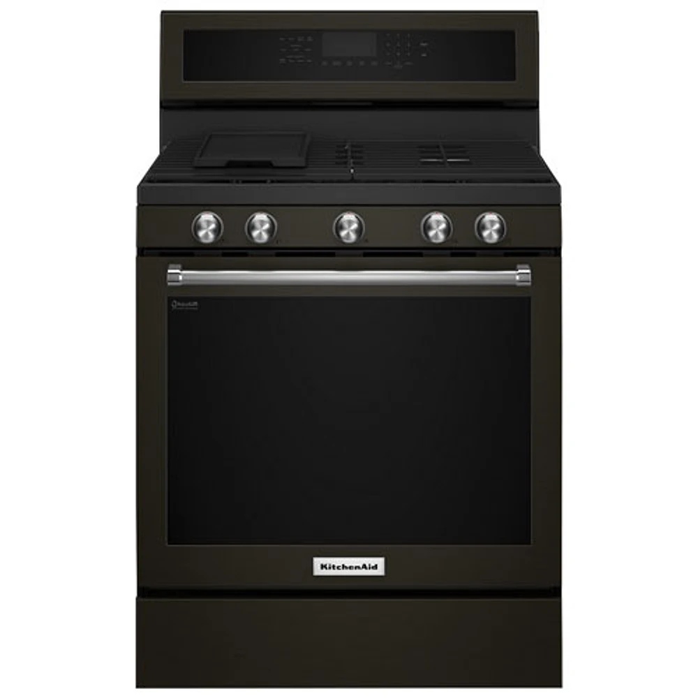 KitchenAid 30" 5.8 Cu. Ft. True Convection 5-Burner Gas Range (KFGG500EBS) - Black Stainless Steel