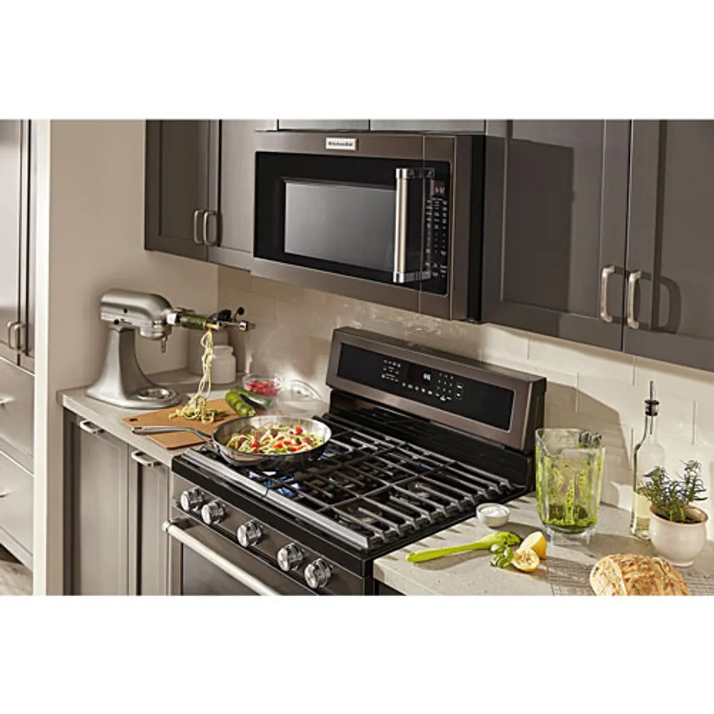 KitchenAid 30" 5.8 Cu. Ft. True Convection 5-Burner Gas Range (KFGG500EBS) - Black Stainless Steel