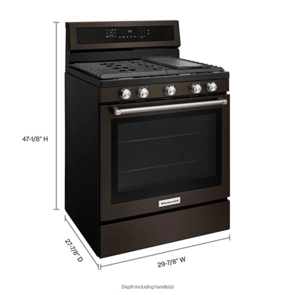 KitchenAid 30" 5.8 Cu. Ft. True Convection 5-Burner Gas Range (KFGG500EBS) - Black Stainless Steel