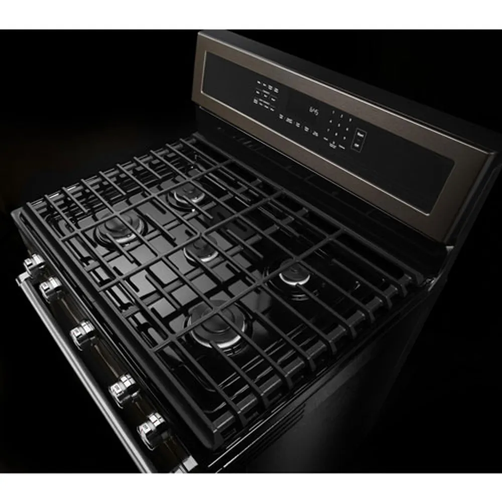 KitchenAid 30" 5.8 Cu. Ft. True Convection 5-Burner Gas Range (KFGG500EBS) - Black Stainless Steel