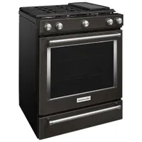 KitchenAid 30" 5.8 Cu. Ft. True Convection 5-Burner Slide-In Gas Range (KSGG700EBS) - Black Stainless