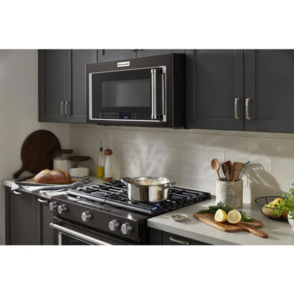 KitchenAid 30" 5.8 Cu. Ft. True Convection 5-Burner Slide-In Gas Range (KSGG700EBS) - Black Stainless