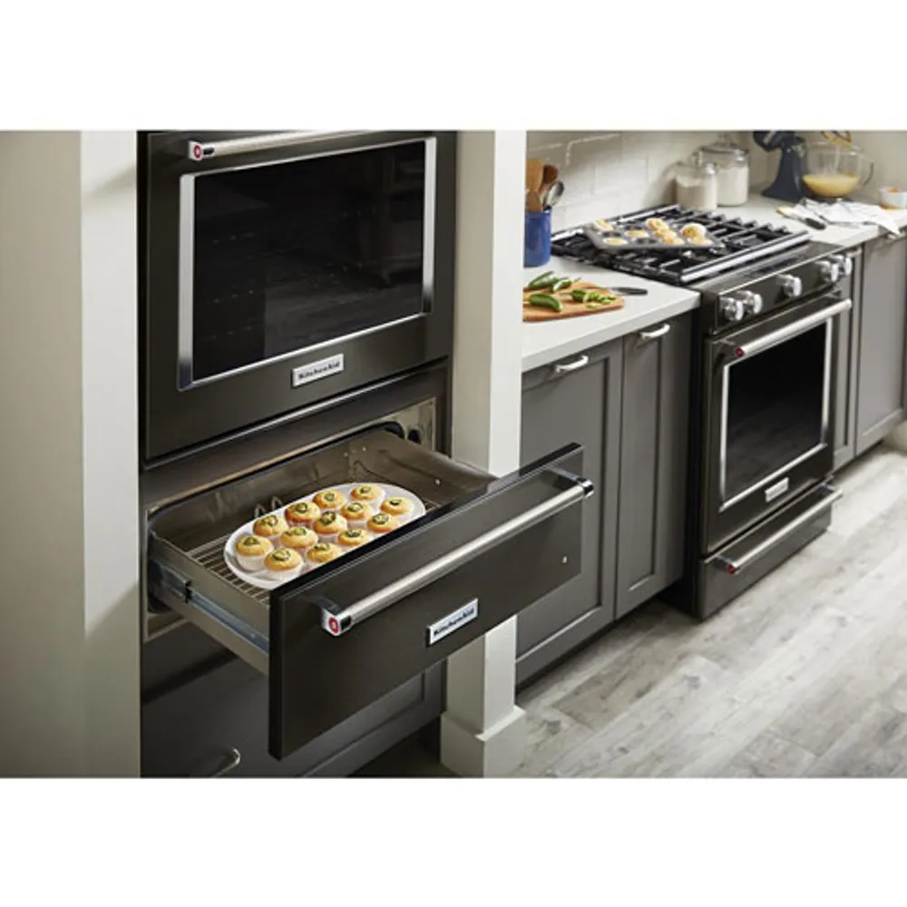 KitchenAid 30" 5.8 Cu. Ft. True Convection 5-Burner Slide-In Gas Range (KSGG700EBS) - Black Stainless