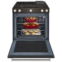 KitchenAid 30" 5.8 Cu. Ft. True Convection 5-Burner Slide-In Gas Range (KSGG700EBS) - Black Stainless