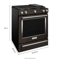 KitchenAid 30" 5.8 Cu. Ft. True Convection 5-Burner Slide-In Gas Range (KSGG700EBS) - Black Stainless