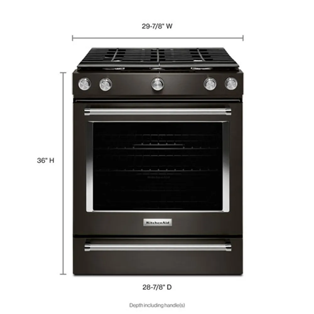 KitchenAid 30" 5.8 Cu. Ft. True Convection 5-Burner Slide-In Gas Range (KSGG700EBS) - Black Stainless