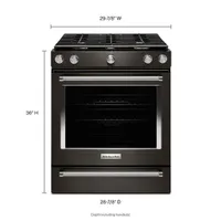 KitchenAid 30" 5.8 Cu. Ft. True Convection 5-Burner Slide-In Gas Range (KSGG700EBS) - Black Stainless