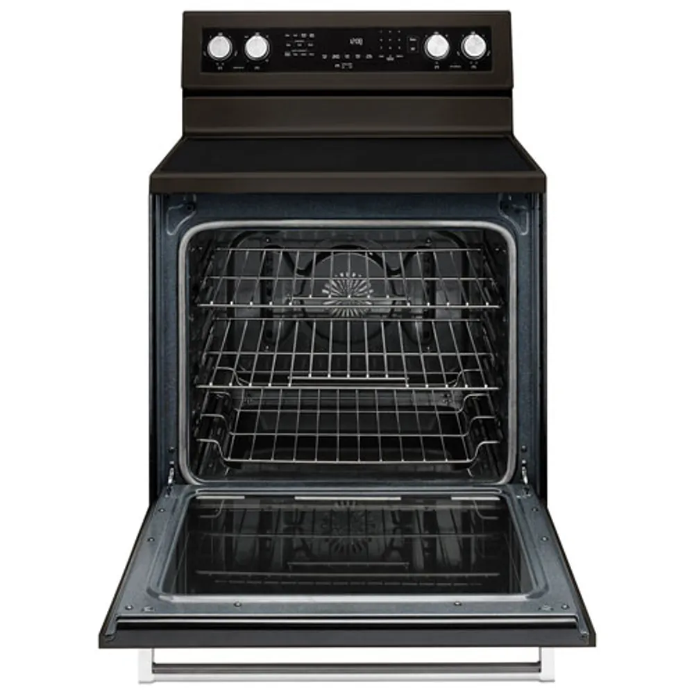 KitchenAid 30" 6.4 Cu. Ft. True Convection 5-Element Electric Range (YKFEG500EBS) - Black Stainless