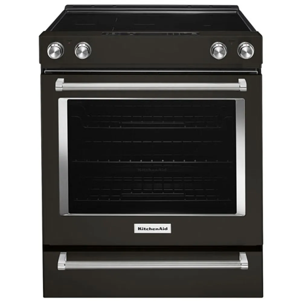 KitchenAid 30" 6.4 Cu. Ft. True Convection Slide-In Electric Range (YKSEG700EBS) - Black Stainless