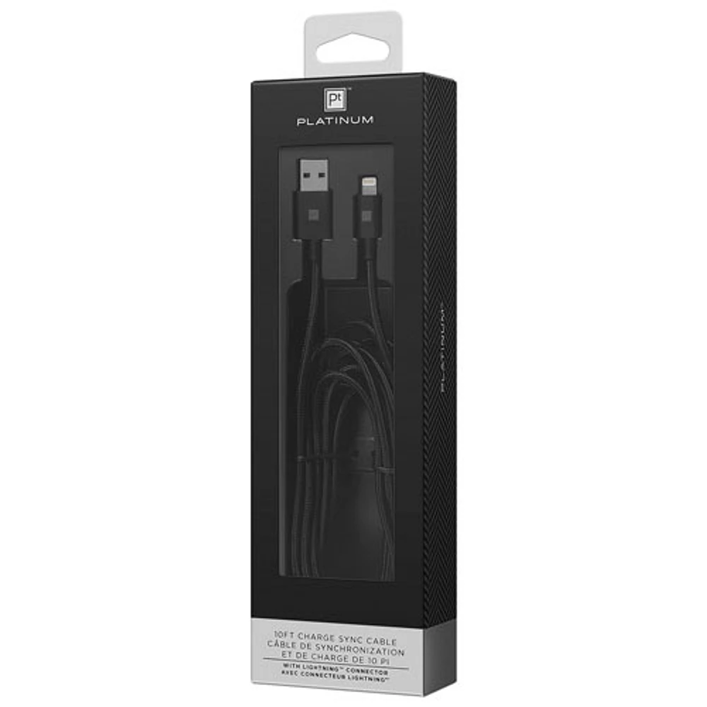 Platinum Series Apple MFi Certified 3m (10 ft.) Braided USB/Lightning Cable - Black - Only at Best Buy