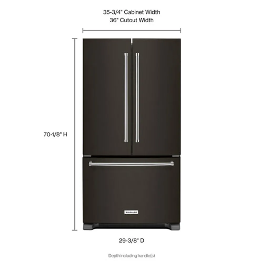 KitchenAid 36" 20 Cu. Ft. Counter-Depth French Door Refrigerator (KRFC300EBS) -Black Stainless Steel