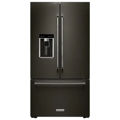 KitchenAid 36" 23.8 Cu. Ft. Counter-Depth French Door Refrigerator (KRFC704FBS) - Black