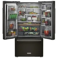 KitchenAid 36" 23.8 Cu. Ft. Counter-Depth French Door Refrigerator (KRFC704FBS) - Black