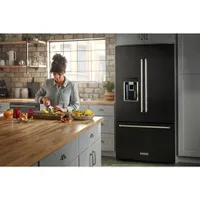 KitchenAid 36" 23.8 Cu. Ft. Counter-Depth French Door Refrigerator (KRFC704FBS) - Black