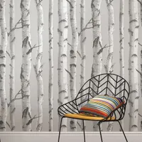 NuWallpaper Mountain Birch Grey Peel and Stick Wallpaper