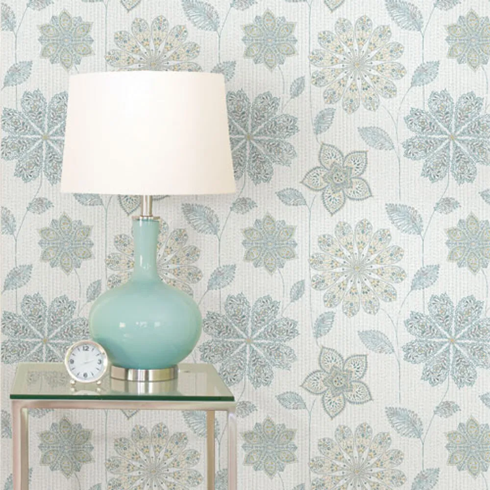 Bright Blue Floral Peel and Stick Wallpaper  MUSE Wall Studio