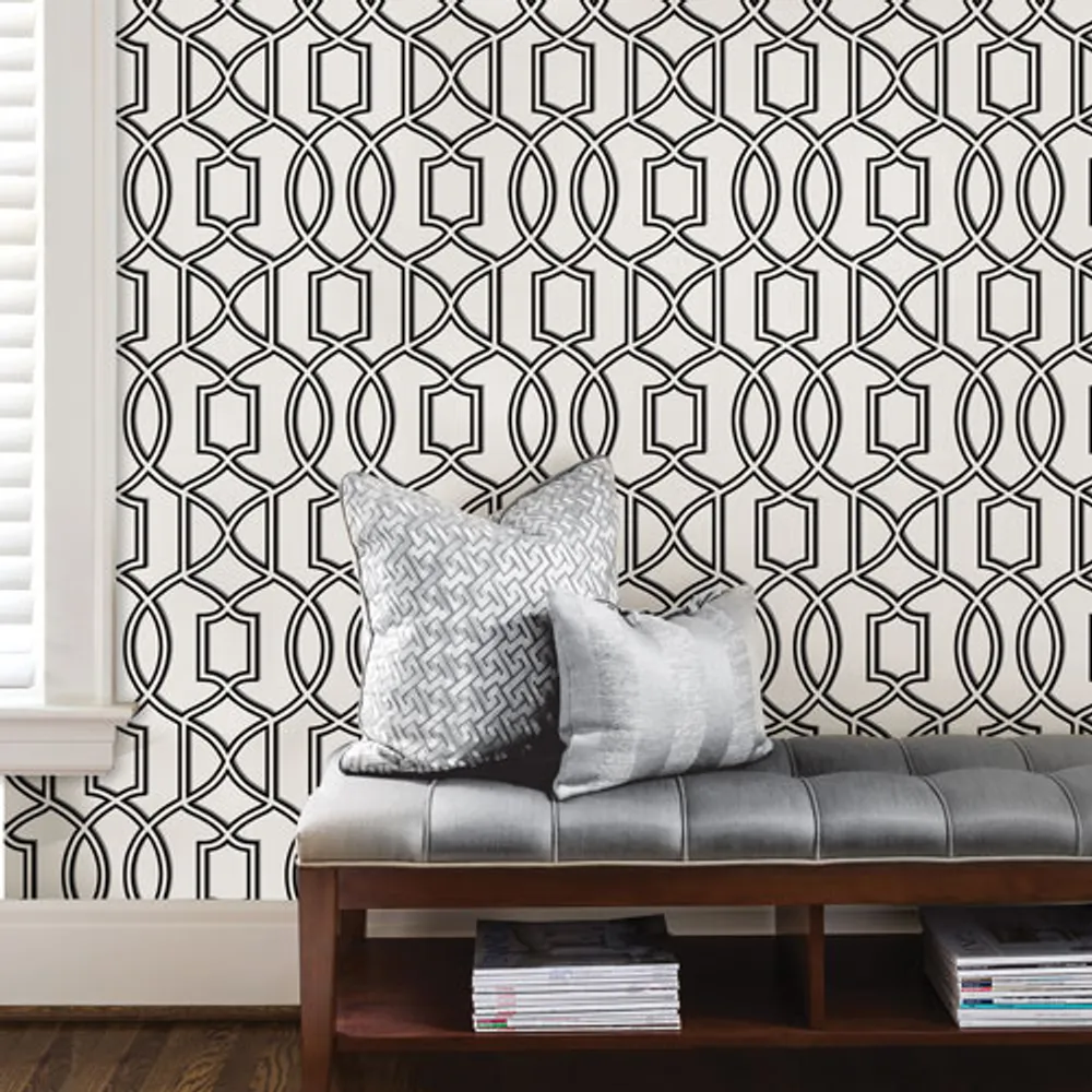 NuWallpaper Uptown Trellis Peel & Stick Wallpaper - Black/White