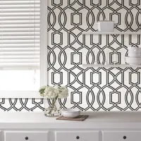 NuWallpaper Uptown Trellis Peel & Stick Wallpaper - Black/White