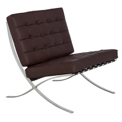 Nicer Furniture Barcelona Style Modern Pavilion Chair Couch Sofa - High Quality Leather Chaise Lounge Chair with Stainless Steel Frame