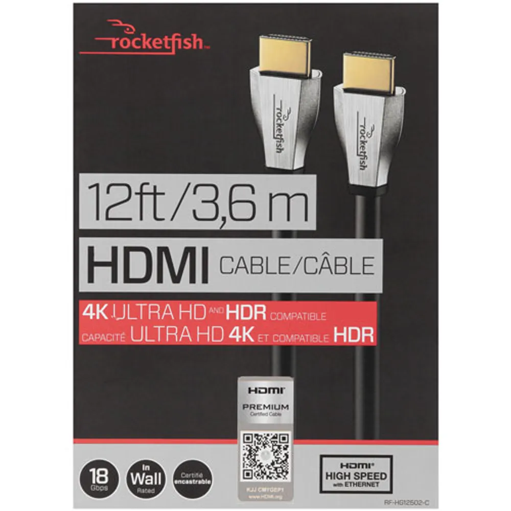 Câble HDMI UHD 4K de 3,7 m (12 pi) de Rocketfish - Exclusivité Best Buy