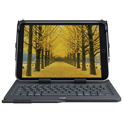 Logitech 10" Universal Tablet Keyboard Folio Case - Black - English