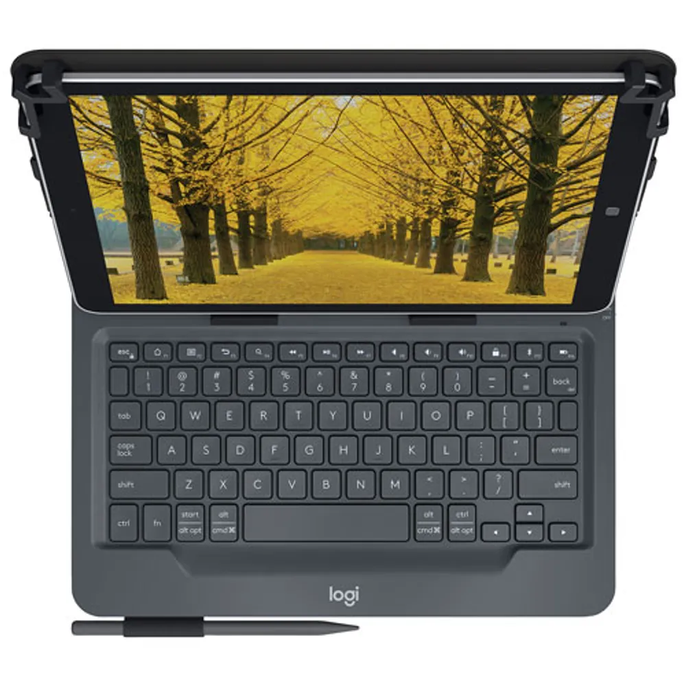 Logitech 10" Universal Tablet Keyboard Folio Case - Black - English