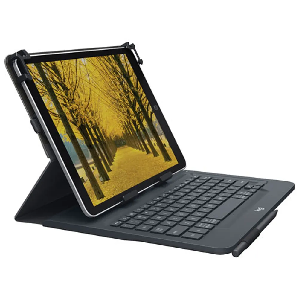 Logitech 10" Universal Tablet Keyboard Folio Case - Black - English