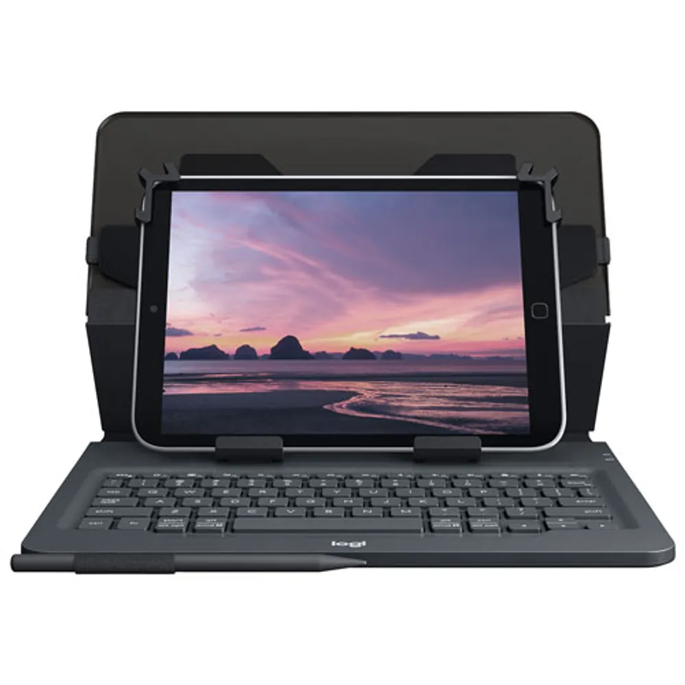 Logitech 10" Universal Tablet Keyboard Folio Case - Black - English