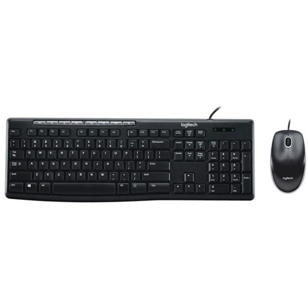 Logitech MK200 Wired Keyboard & Mouse Combo - Black