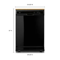 Whirlpool 24" 64dB Portable Dishwasher (WDP370PAHB) - Black
