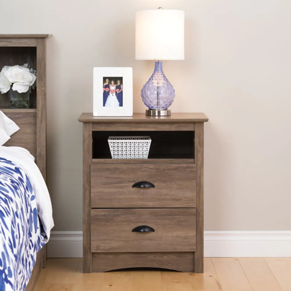 Salt Spring Transitional 2-Drawer Nightstand - Drifted Grey