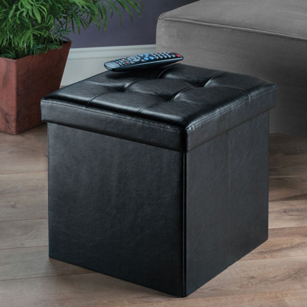 Ashford Faux Leather Square Storage Ottoman