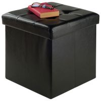 Ashford Faux Leather Square Storage Ottoman