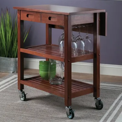 Jonathan Transitional Mobile Kitchen Prep Cart - Walnut