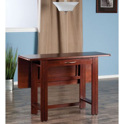 Taylor Transitional 4-Seat Rectangular Drop Leaf Console Table wtih Drawer - Walnut