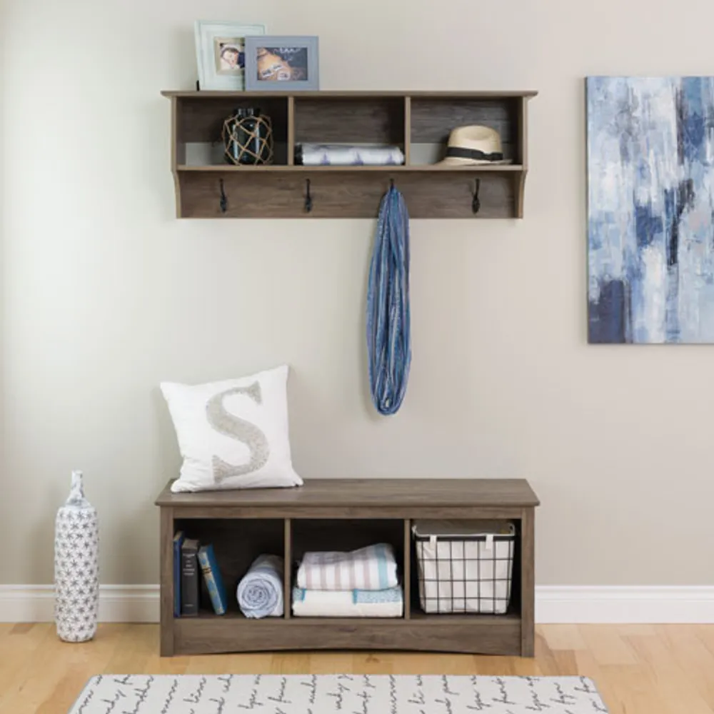 Prepac Entryway Cubbie Shelf  - Drifted Grey