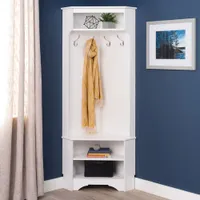 Corner Hall Tree Organizer - White